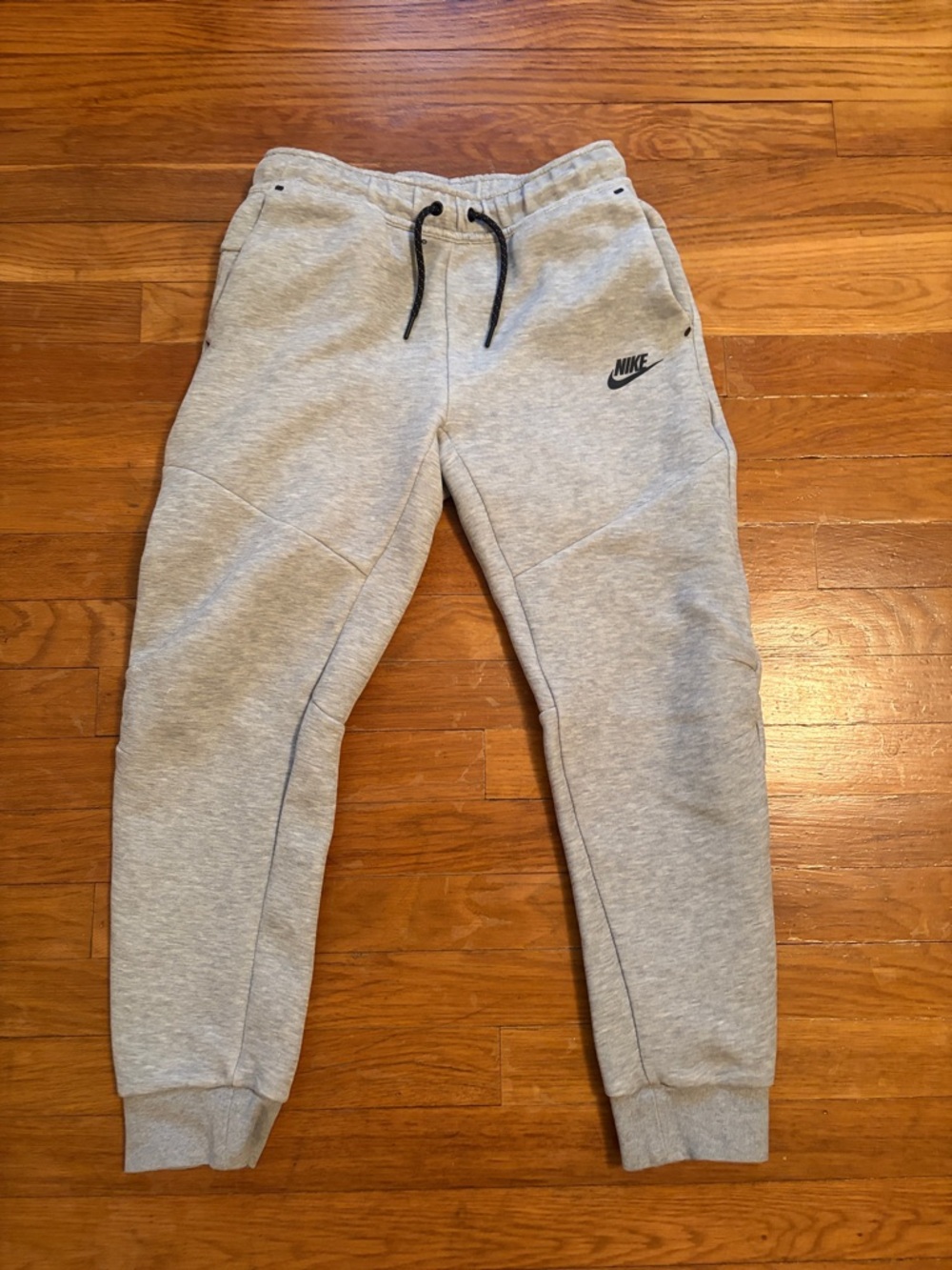 Nike Tech Gray Fleece Joggers with Black Logo